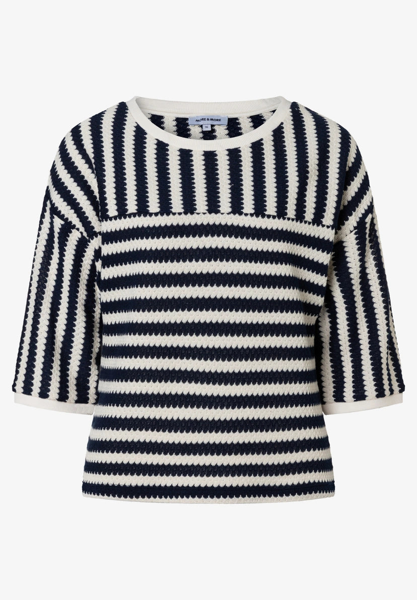 Sinivalkoinen Raidallinen Neule