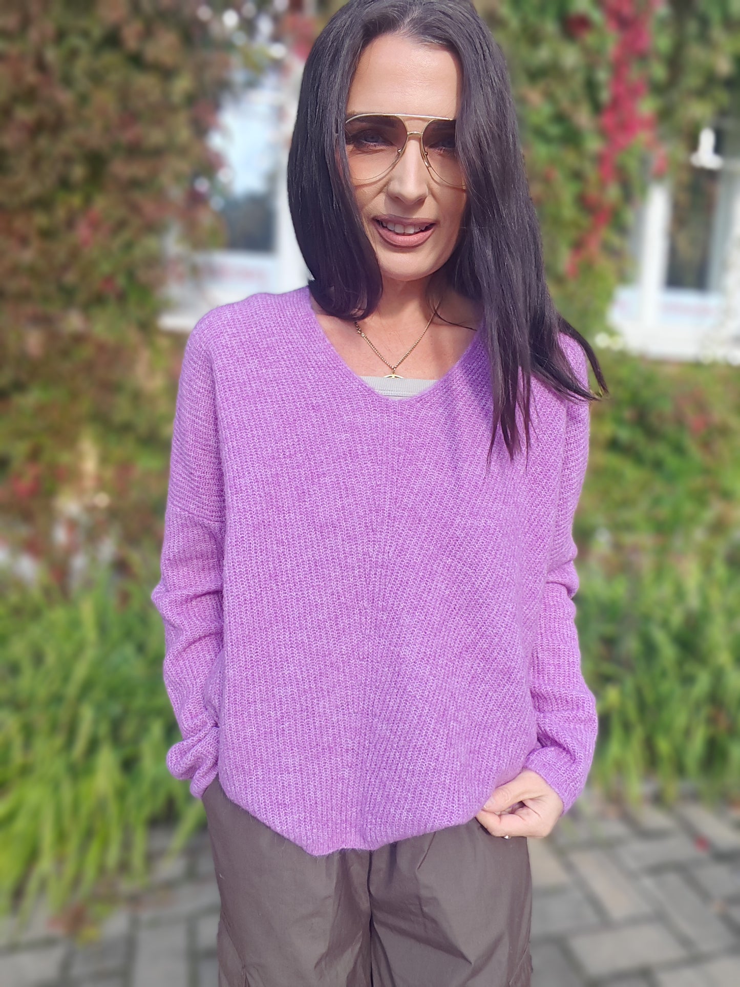 Thora V-Neck Knit - Orchid / M - Yläosat