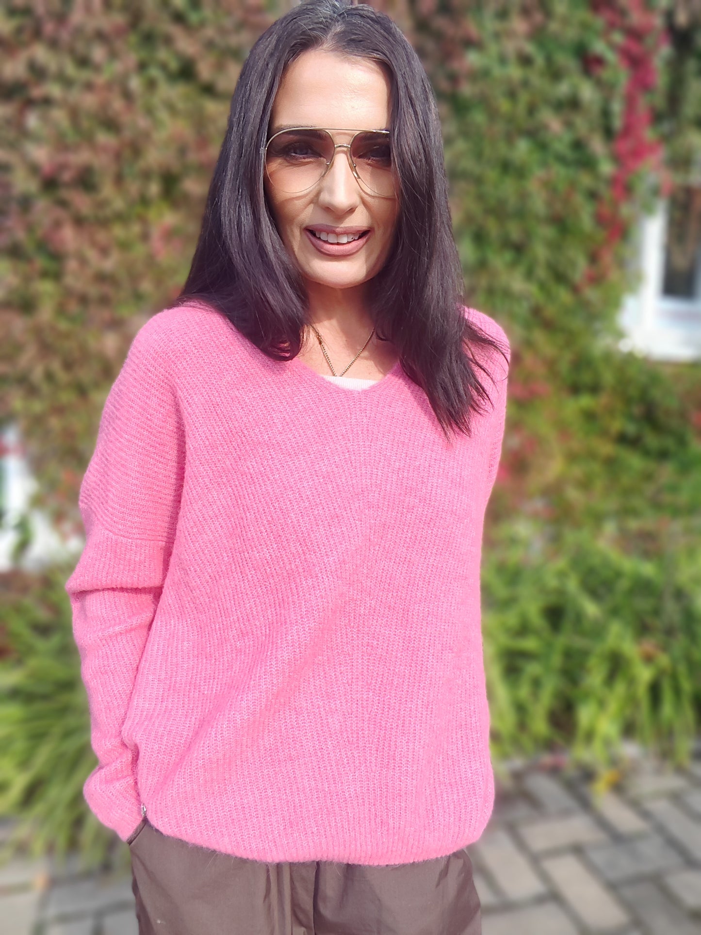Thora V-Neck Knit - Rose / S - Yläosat