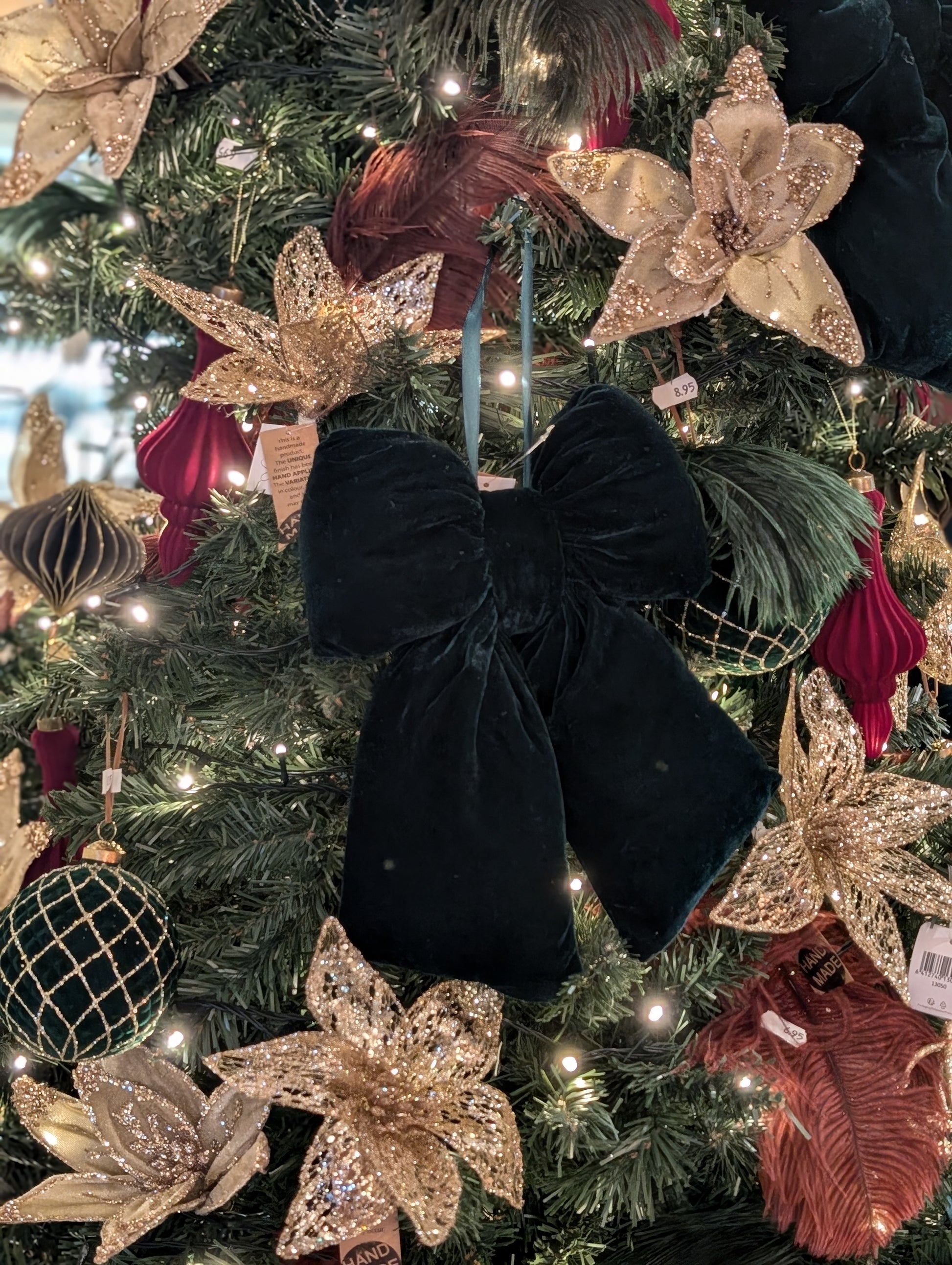 Vihreä samettirusetti - Joulukoristeet