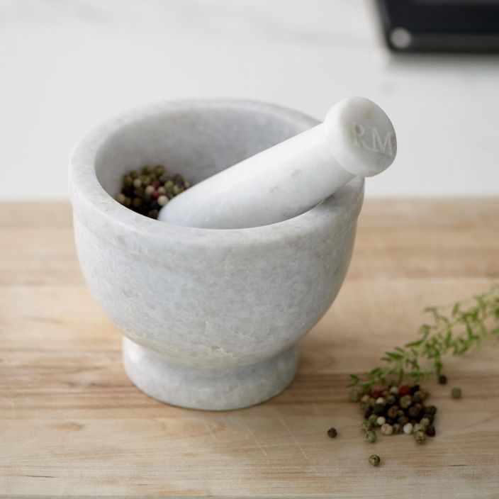 Magic Marble Mortar and Pestle This mortar and pestle of white marble are new additions to the Riviera Maison kitchen