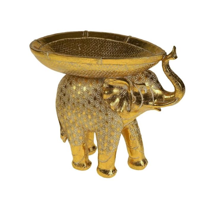 Elephant w bowl antique gold