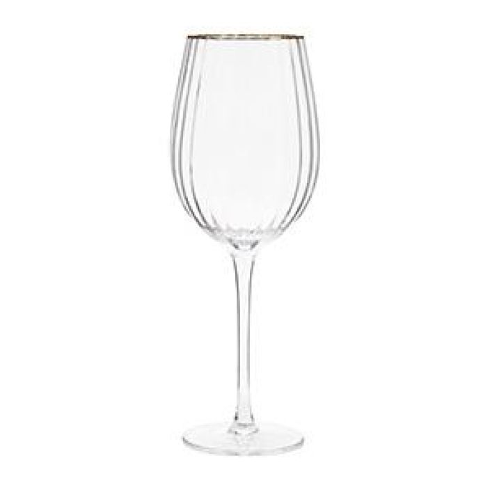 Les Saisies Wine Glass Kaunis kultareunainen viinilasi