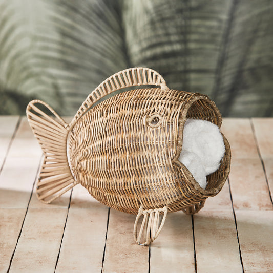 Rustic Rattan Fish Basket Kori