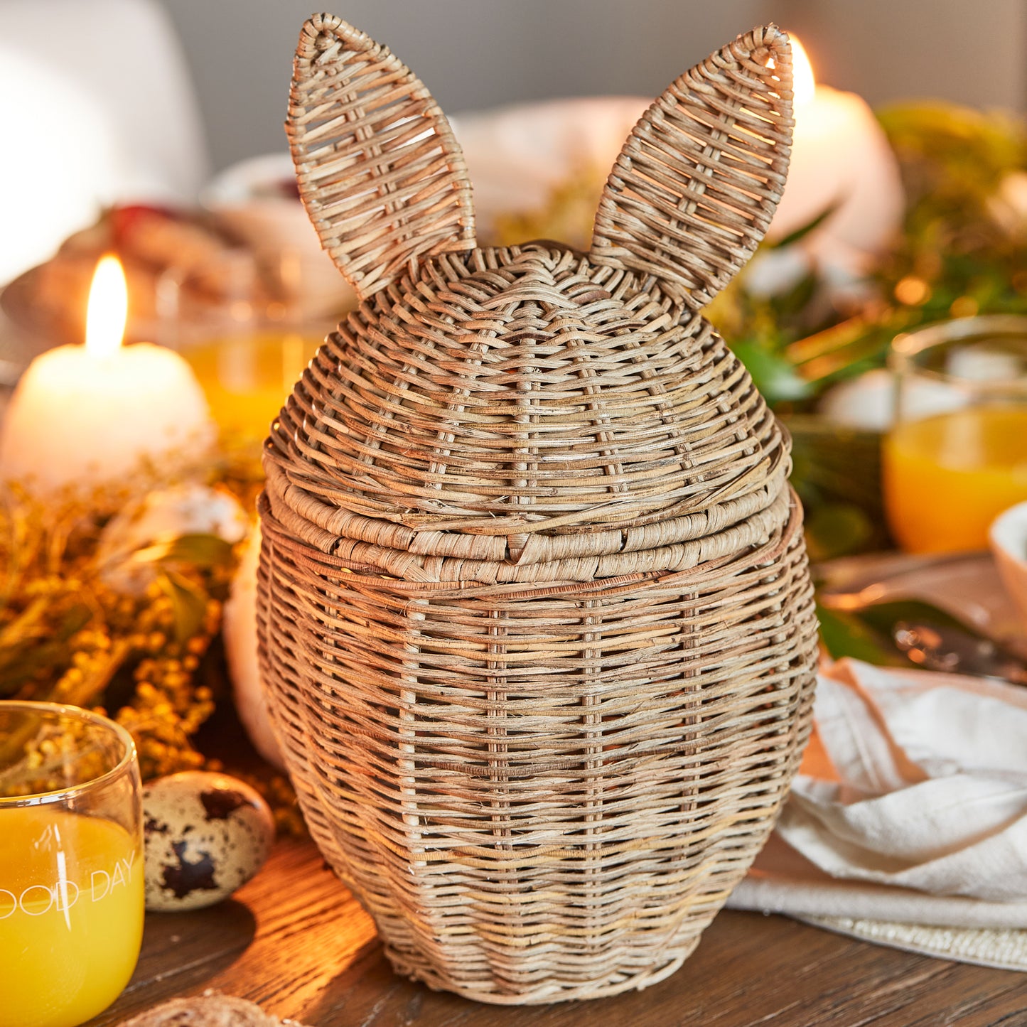 Rustic Rattan Easter Rabbit Basket Kori